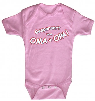 Babystrampler mit Print – Gesponsort von Oma + Oma – 08385 pink - 18-24 Monate