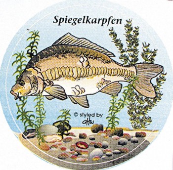PVC Aufkleber Applikation - Fisch - Fische - Angeln - SPIEGELKARFEN - 307367 - Gr. ca. 8 cm