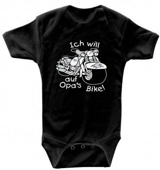 Babystrampler mit Print – Ich will auf Opa´s Bike – 08360 schwarz - 18-24 Monate