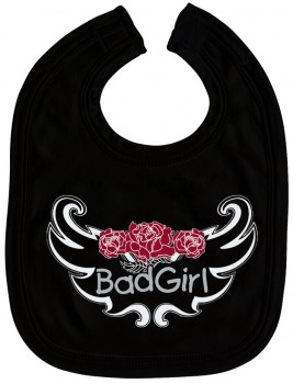Baby-Lätzchen mit Druckmotiv  - Bad Girl - 07036 - schwarz