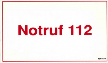 Hinweisschild - NOTRUF 112 - Gr. 25 x15 cm - 308450