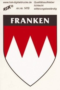 Wappen Emblem Stick Button PVC-Aufkleber "FRANKEN" NEU Gr. ca. 10,5 x 12cm (301419)