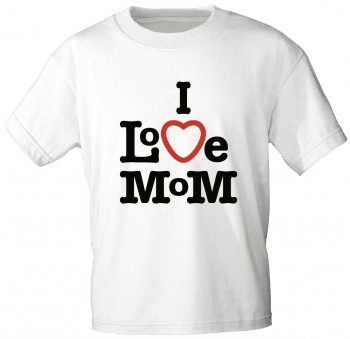 Kinder T-Shirt mit Aufdruck - I Love Mom -  06935 - weiß - Gr. 86-164