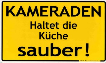 Schild mit Spruch -  KAMERADEN HALTET DIE KÜCHE SAUBER - 309276 - 25cm x 15cm