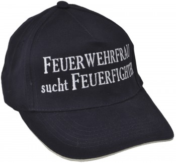 Baseballcap mit Einstickung - Feuerwehrfrau sucht Feuerfighter - 68168 schwarz