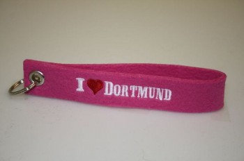 Filz-Schlüsselanhänger mit Stick I love Dortmund Gr. ca. 17x3cm 14310 rosa