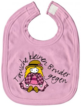 Baby-Lätzchen mit Druckmotiv  - Tausche kleinen Bruder... - 07028 - rosa