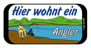 Türschild - Kunststoffschild - Hier wohnt ein Angler - 307370