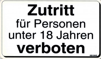Verbotsschild - ZUTRITT UNTER 18 VERBOTEN - Gr. 25 x 14,5 cm - Kinder Teenager - 308443