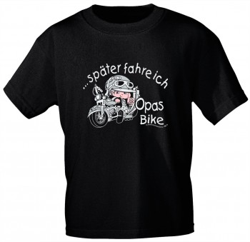 Kinder T-Shirt mit Print - ...Später fahre ich Opas Bike - 06902 - schwarz - Gr. 122/128