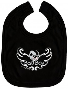Baby-Lätzchen mit Druckmotiv  - Bad Boy - 07035 - schwarz