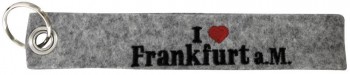 Filz-Schlüsselanhänger mit Stick I love Frankfurt a.M.  Gr. ca. 17x3cm 14140 grau