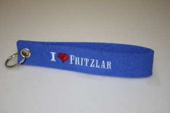 Filz-Schlüsselanhänger mit Stick I love Fritzlar Gr. ca. 17x3cm 14314 blau