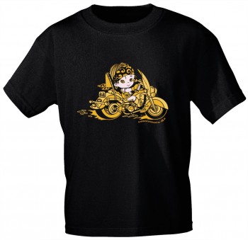 Kinder T-Shirt mit Aufdruck - Bikerin - 06901 - schwarz - Gr. 86-164