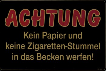 Hinweisschild - ACHTUNG - NICHTS IN DAS BECKEN WERFEN - 308624 - Gr. 30 x 20 cm