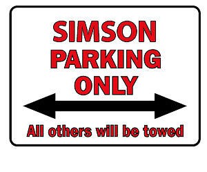 Schild aus Kunststoff - Parkschild - Simson Parking Only - Gr. ca. 40 x 30 cm - 303077