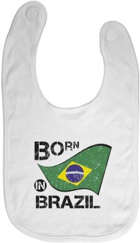 Baby-Lätzchen mit Druckmotiv  - Born in Brazil - 12492 - weiss