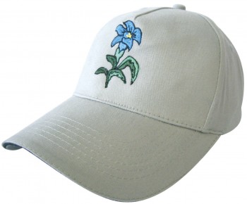 Cap mit Bestickung - Blume Enzian - 60981 - weiss - Cappy Kappe Baumwollcap