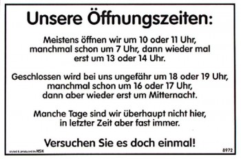 Spaß-Schild - Meistens öffnen wir um 10 oder 11... - 308972 - 30 x 20 cm