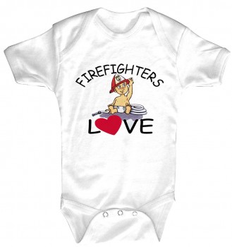 Babystrampler mit Print – Firefighters Love– 08372 weiß - 12-18 Monate