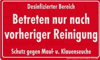 Hinweisschild - DESINFIZIERTER BEREICH - 308504 - Gr. 25 x 15 cm