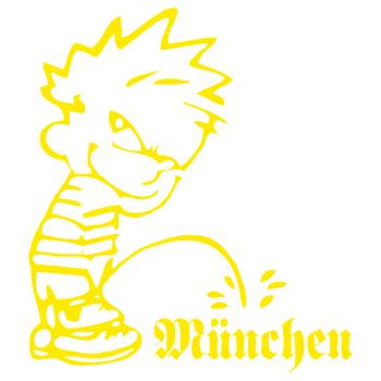 Pinkelmännchen-Applikations- Aufkleber-  München - ca. 15 cm - 303653 gelb
