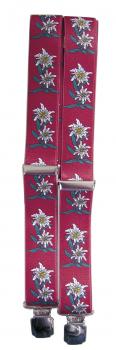 Hosenträger mit Print - Edelweiß Blumen - 06584 rot