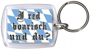 Schlüsselanhänger - Gr. ca. 60x40mm - Bayern Raute - I red boarisch und du? - 13236