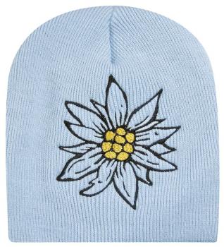 Beanie Mütze Blume 40809 hellblau