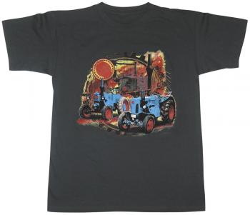 Kinder-T-Shirt mit Print - Lanz Traktor - 06898 schwarz - Gr. 110/116