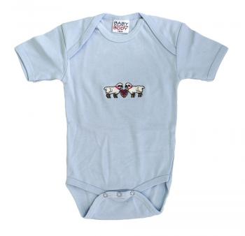Babystrampler mit Einstickung – Schäfchen - 08338 blau - Gr. 6-12 Monate
