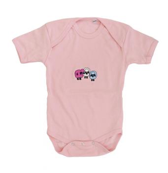 Babystrampler mit Einstickung – drei Schäfchen - 08342 pink – Gr. 12-18 Monate