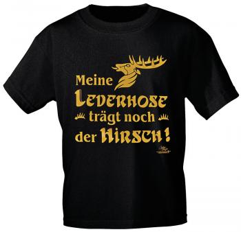 T-Shirt mit Print - Meine Lederhose trägt noch der Hirsch - 10754 schwarz - Gr. M