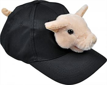 Baseballcap mit Plüschtierkopf - Schweinchen - 69987 schwarz