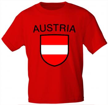 Kinder T-Shirt mit Print - Austria Österreich - 76004 rot - Gr. 86-164