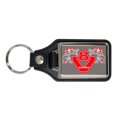 Leder-Schlüsselanhänger - Trucker Adler V8 Super - Gr. ca. 95 x 40 mm - 06262 grau