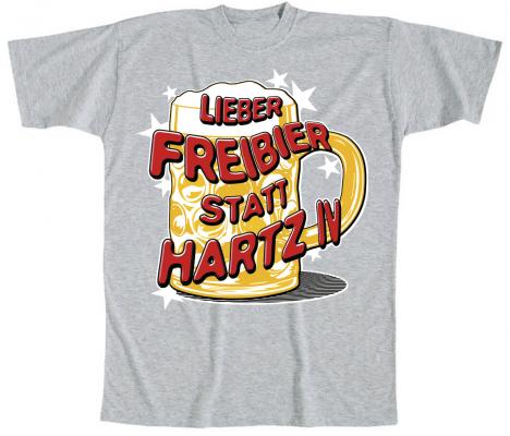 T-Shirt unisex mit Print - Lieber Freibier statt - 09618 hellgrau - Gr. S-XXL