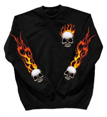 Sweatshirt mit Print - Totenkopf Skull Feuer Flammen - 10112 Gr. S-4XL