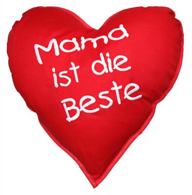 Herzkissen - Mama ist die Beste - Deko-Kissen ca. 36 cm Herz - Herzkissen