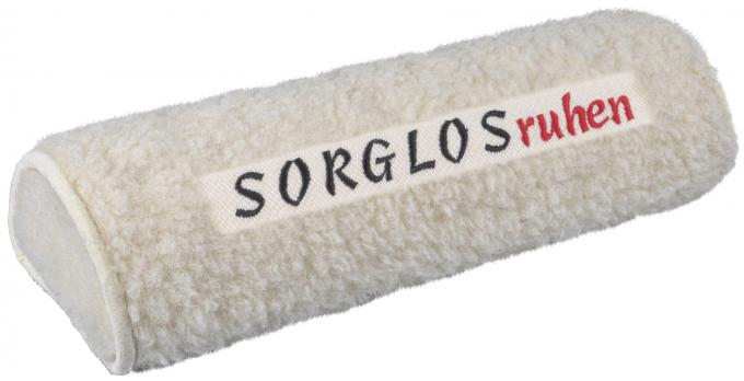 Nackenrolle mit Einstickung - sorglos ruhen - Gr. ca. 42 x 16,5 x 9,5 cm - 30090 beige