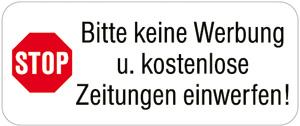 PVC-Aufkleber - BITTE KEINE WERBUNG - 302078/1 - Gr. ca. 48 x 20 mm