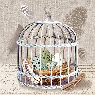 Servietten 20er Set - TISSUE mit Motiv - Vogel Käfig- 33709 Gr. ca. 33x33cm
