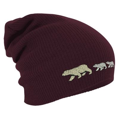 Longbeanie Slouch-Beanie Mütze Eisbären Eisbärfamilie 54825