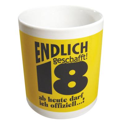 Tasse mit Print Endlich geschafft 18 ab heute... 57227
