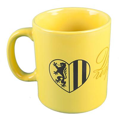 Keramiktasse mit Print Dresden Wappen 57480 gelb