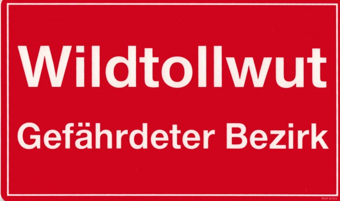Warnschild - WILDTOLLWUT - Gefährdeter Bezirk - Gr. 25 x 15 cm - 308455