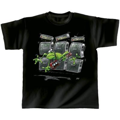 T-Shirt unisex mit Print - Blow Away Frog - von ROCK YOU MUSIC SHIRTS - 10376 schwarz - Gr. S - XXL