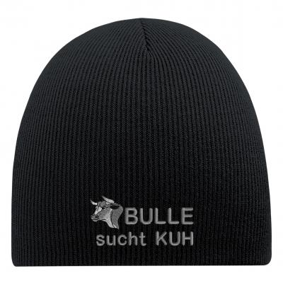 Beanie Mütze BULLE SUCHT KUH 54818 schwarz