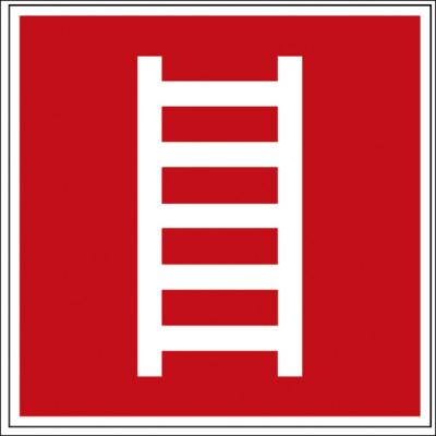 Hinweis- Schild - Brandschutzkennzeichen - Leiter - nach BGV A8, DIN 4844 und Arbeitsstättenverordnung 150 x 150 mm - K127/91