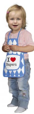 Baby- Kinder Schürze mit Tasche und Aufdruck - I love Bayern - 12402
